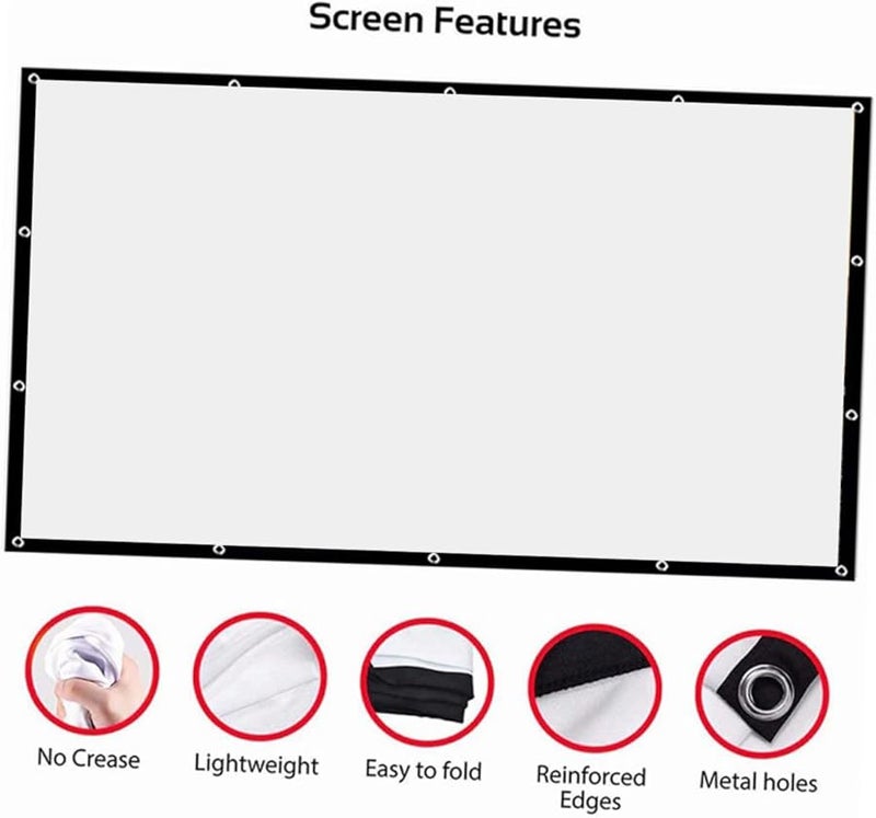 شاشة عرض من البوليستر الأبيض للاستخدام الداخلي والخارجي، لعرض الأفلام في المسرح المنزلي والتخييم - Image 4