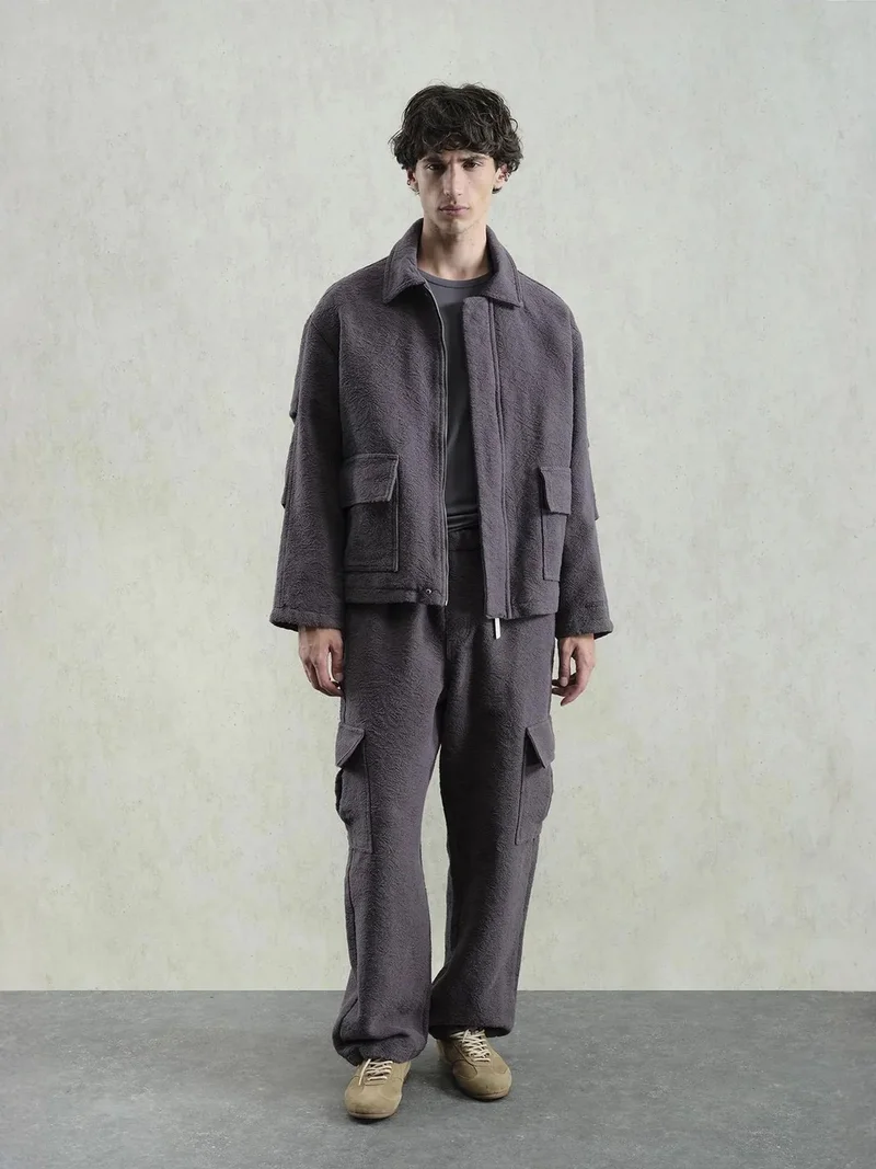 جيستو GIESTO Textured Cotton Jacket with Zipper Closure