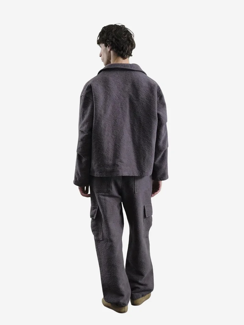 Giesto GIESTO Textured Cotton Jacket with Zipper Closure
