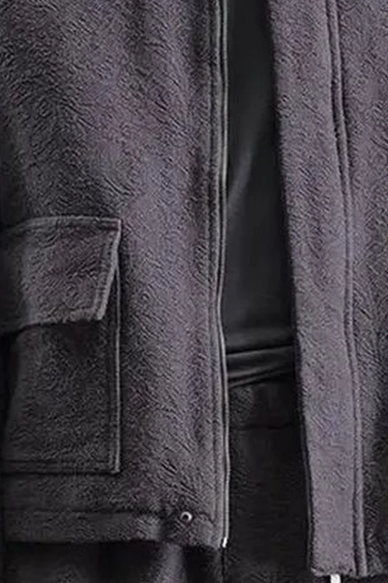 Giesto Grey GIESTO Textured Cotton Jacket with Zipper Closure for Men | Best Price UAE
