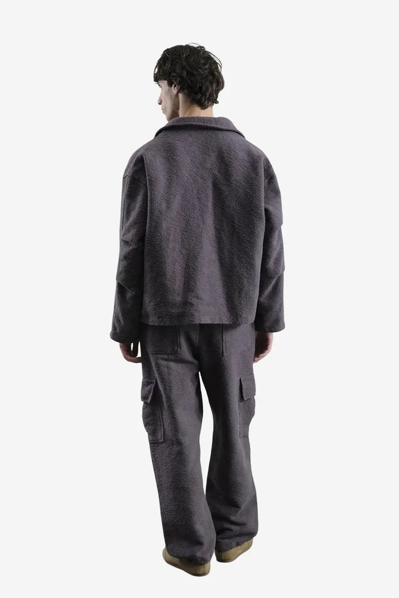 Giesto Grey GIESTO Textured Cotton Jacket with Zipper Closure for Men | Best Price UAE