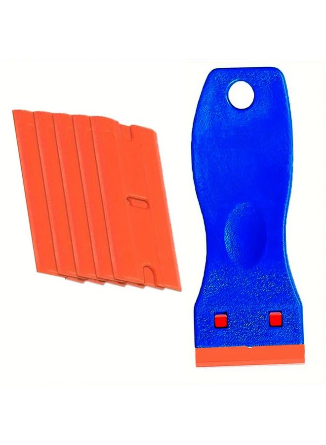 1pc Plastic Razor Scraper With 5pcs Blades Label Adhesive Remover For Glass Stickers Gaskets Paint - Image 1