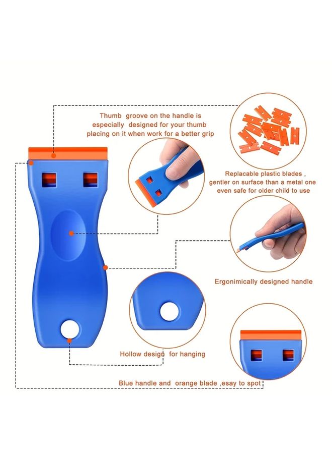 1pc Plastic Razor Scraper With 5pcs Blades Label Adhesive Remover For Glass Stickers Gaskets Paint - Image 5