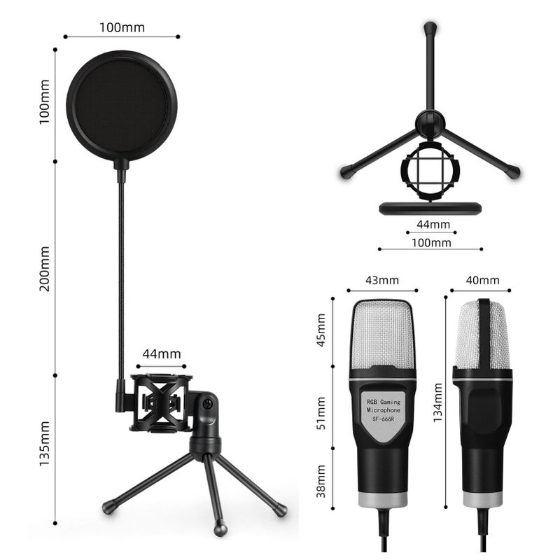 Classic net red condenser wheat RGB seven-color luminous microphone with shockproof USB computer video game microphone - Image 3