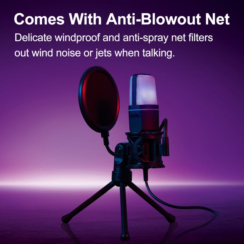 Classic net red condenser wheat RGB seven-color luminous microphone with shockproof USB computer video game microphone - Image 4