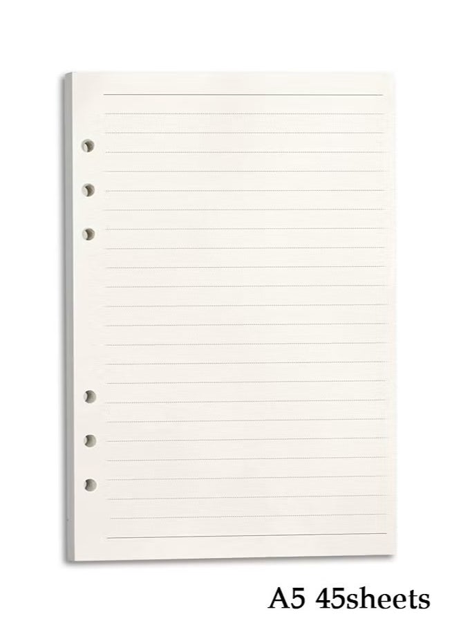 Generic 80 Sheets A5 Refill Paper, 6-Hole Filler Inserts Ruled Loose Leaf Paper for 6 Ring A5 Binder Planner Journal Notebook  - Image 1