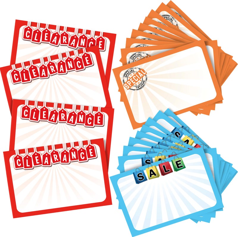 Retail Genius Sale Sign Bulk Variety 60 Pack. Durable 5x7 Price Tags Promote Business At Yard, Estate and Garage Sales. Special Display Card Supplies For Pawn Shops, Flea Markets and Clearance Stores - Image 1