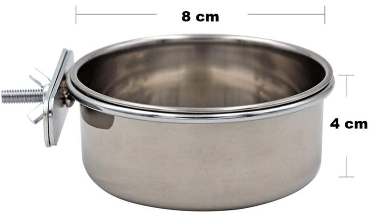 THE DDS STORE 2 Pack Bird Feeding Dish Cups, Parrot Food Bowl Clamp Holder - Stainless Steel Coop Cup, Bird Cage Water Bowl for Parakeet African Greys Conure Cockatiels Lovebird Budgie Chinchilla (150 ML X 2) - Image 2
