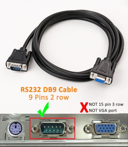 DTech DB9 RS232 Serial Cable Male to Female Null Modem Cord Full Handshaking 7 Wire Crossover for Data Communication Computer Switch Router (5 Feet, Black) - Image 2