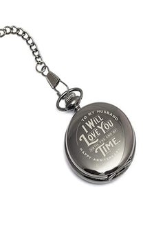 Mens Anniversary Gift for Husband - Stunning Engraved Pocket Watches for Men - Wedding Anniversary Gift for Him - Includes Chain and Gift Box - Silver, Steel