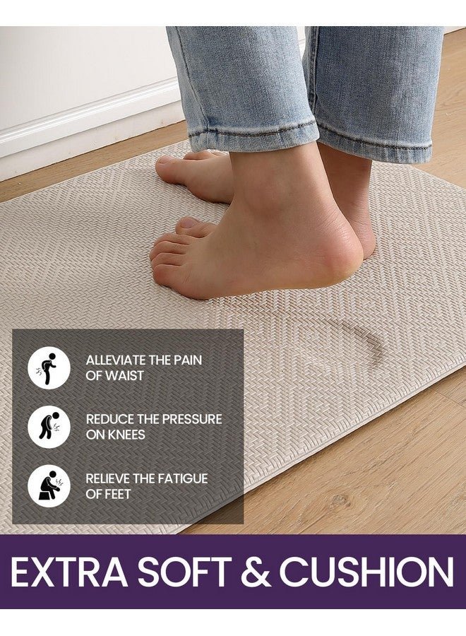 DEXI DEXI Kitchen Mats for Floor Cushioned Anti Fatigue, 17x29 + 17x59, Non Slip Waterproof 2 PCS Rug Set, Comfort Standing Mat for Front Sink Office Laundry, Beige - Image 2
