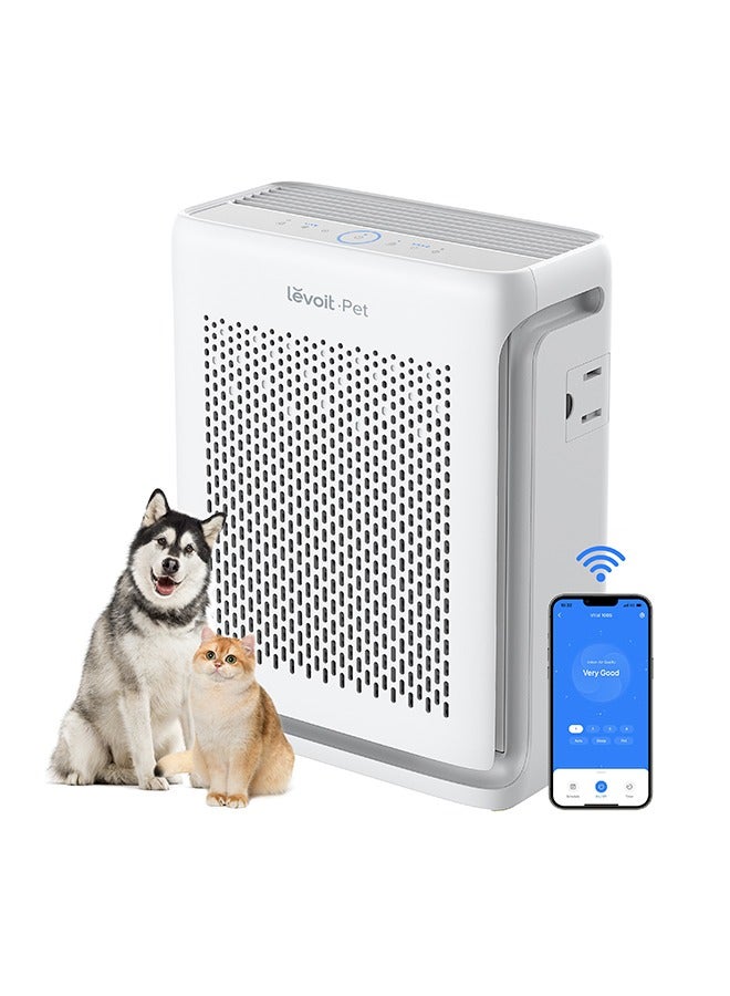 Smart Air Purifier For Pet Care Smart H13 True HEPA Filter With Pet Mode For Pet Odors, Pet Hairs, Allergy With Washable Pre-Filter To Trap Hairs Covers 52m² White LAP-V102S-AAS White