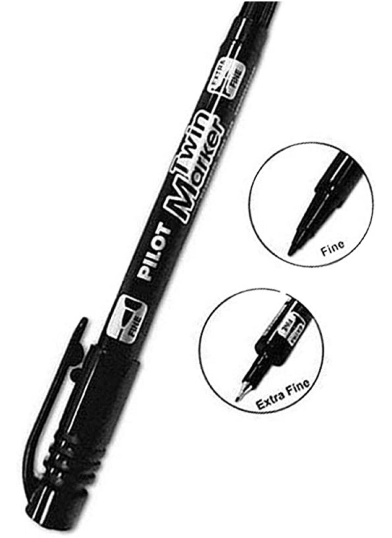 PILOT Pilot Twin Marker 12-Pieces Double Sided Fine Black  - Image 2