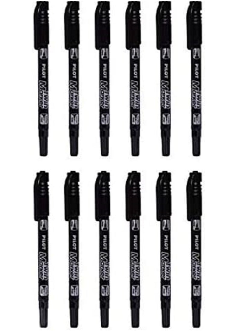 PILOT Pilot Twin Marker 12-Pieces Double Sided Fine Black  - Image 3