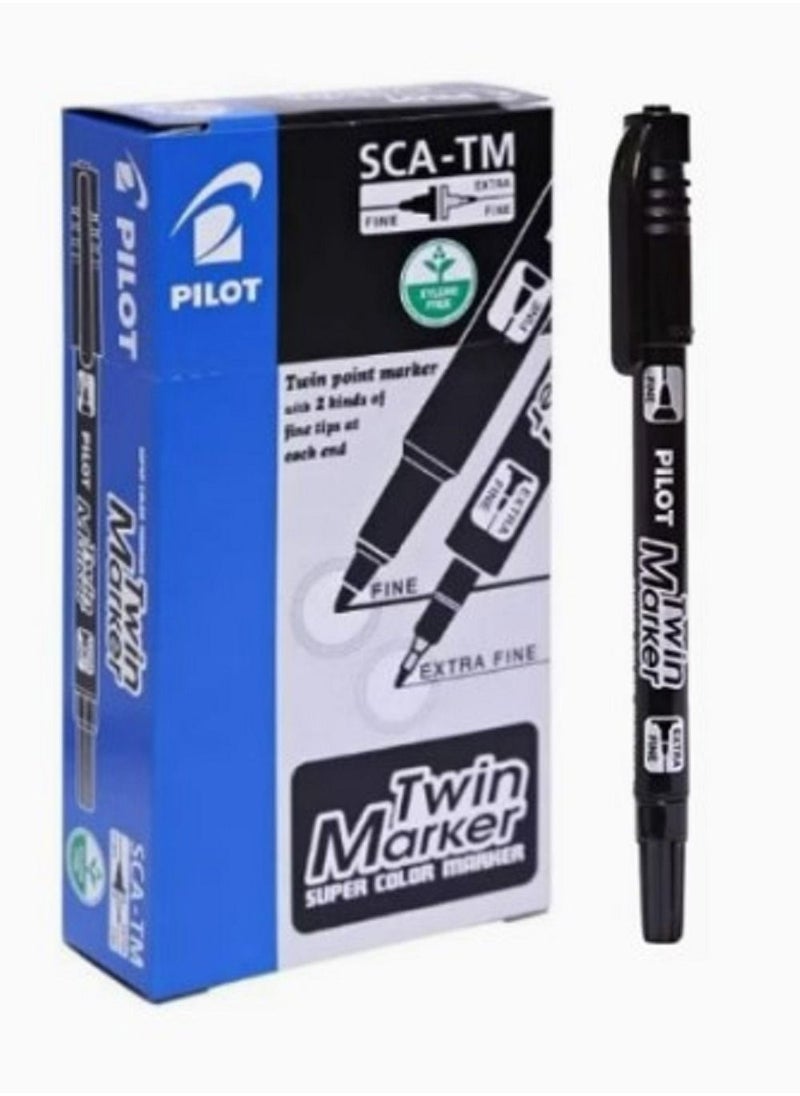 PILOT Pilot Twin Marker 12-Pieces Double Sided Fine Black  - Image 1