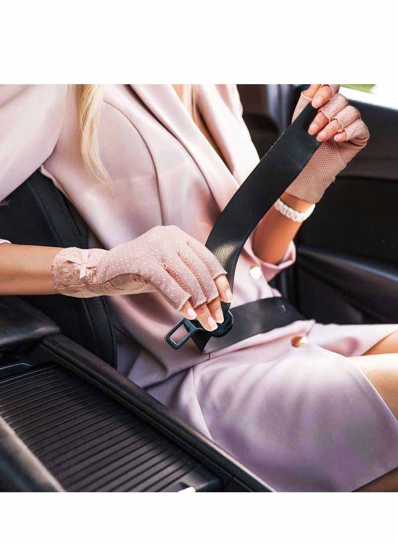 شو وو Women Sunscreen Fingerless Gloves, 4 Pairs UV Protection Half Finger Gloves Summer Sunblock for Driving Riding Fishing Golfing Outdoor Activities Favors, Medium - Image 5