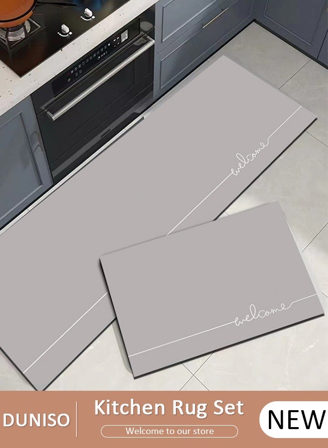 DUNISO مجموعة سجادة حمام طين دياتوم، سجادة مطبخ للحمام، سجادة حمام فائقة النعومة وذات قدرة على الامتصاص، سجادة حمام مضادة للانزلاق سريعة الجفاف لأرضية الحمام وحوض الاستحمام 40*60 سم/40*120 سم - Image 1