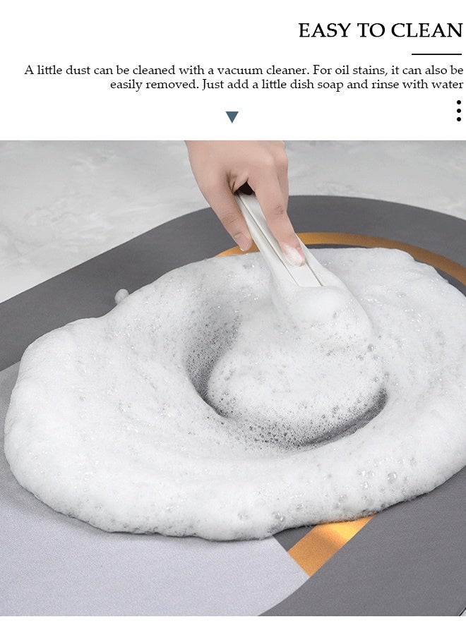 DUNISO مجموعة سجادة حمام طين دياتوم، سجادة مطبخ للحمام، سجادة حمام فائقة النعومة وذات قدرة على الامتصاص، سجادة حمام مضادة للانزلاق سريعة الجفاف لأرضية الحمام وحوض الاستحمام 40*60 سم/40*120 سم - Image 5