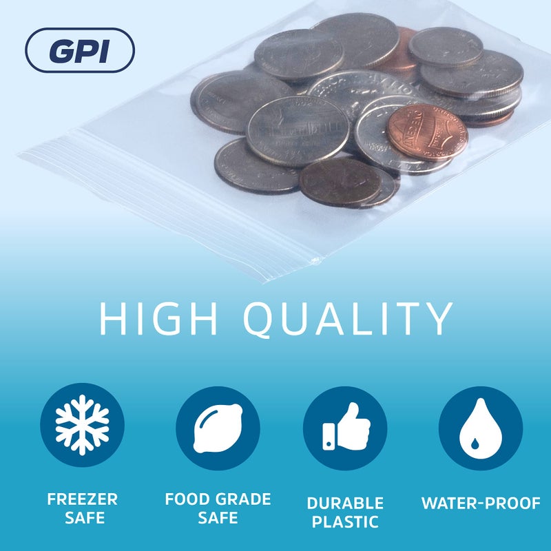 GPI POLY GPI - 3" X 4" Clear Plastic Zip Bags, 100 Count, Heavy-Duty 4 Mil Thick Durable Poly Baggies With Resealable Zipper Lock, Hang-Hole For Display. - Image 3