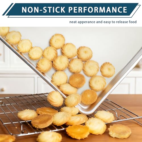 Bastwe 6 Pack Half Size Baking Sheet Pan Set, Aluminum Commercial Quality Cookie Sheet for Baking or Roasting, Large Thick Baking Tray Prevents Warping, 13" × 18" Cookie Tray Pan - Image 3