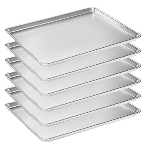 Bastwe 6 Pack Half Size Baking Sheet Pan Set, Aluminum Commercial Quality Cookie Sheet for Baking or Roasting, Large Thick Baking Tray Prevents Warping, 13" × 18" Cookie Tray Pan - Image 1
