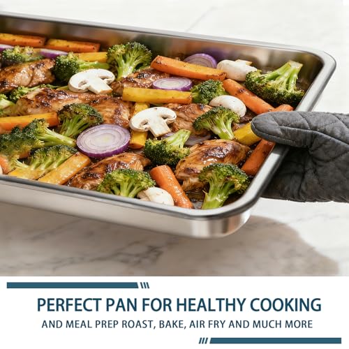 Bastwe 6 Pack Half Size Baking Sheet Pan Set, Aluminum Commercial Quality Cookie Sheet for Baking or Roasting, Large Thick Baking Tray Prevents Warping, 13" × 18" Cookie Tray Pan - Image 5