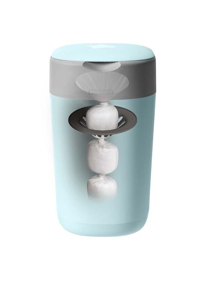 tommee tippee Twist And Click Advanced Nappy Bin, Eco-Friendlier System, Includes 1x Refill Cassette With Sustainably Sourced Antibacterial Greenfilm, Green - Image 3
