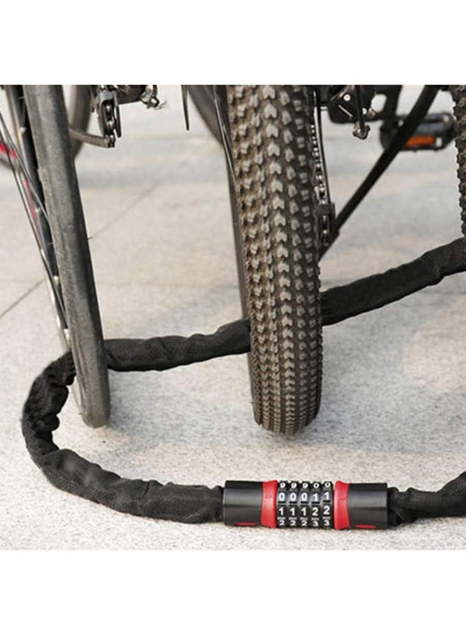 KCDMBUE Heavy Duty Black Bike Chain Lock, 0.9m Resettable Combination Security Lock for Bicycle, Motorcycle, Scooter, Gate, Door, Fence, Anti-Theft Durable Chain with Coded Access - Image 5