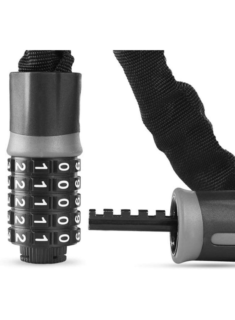KCDMBUE Heavy Duty Black Bike Chain Lock, 0.9m Resettable Combination Security Lock for Bicycle, Motorcycle, Scooter, Gate, Door, Fence, Anti-Theft Durable Chain with Coded Access - Image 2
