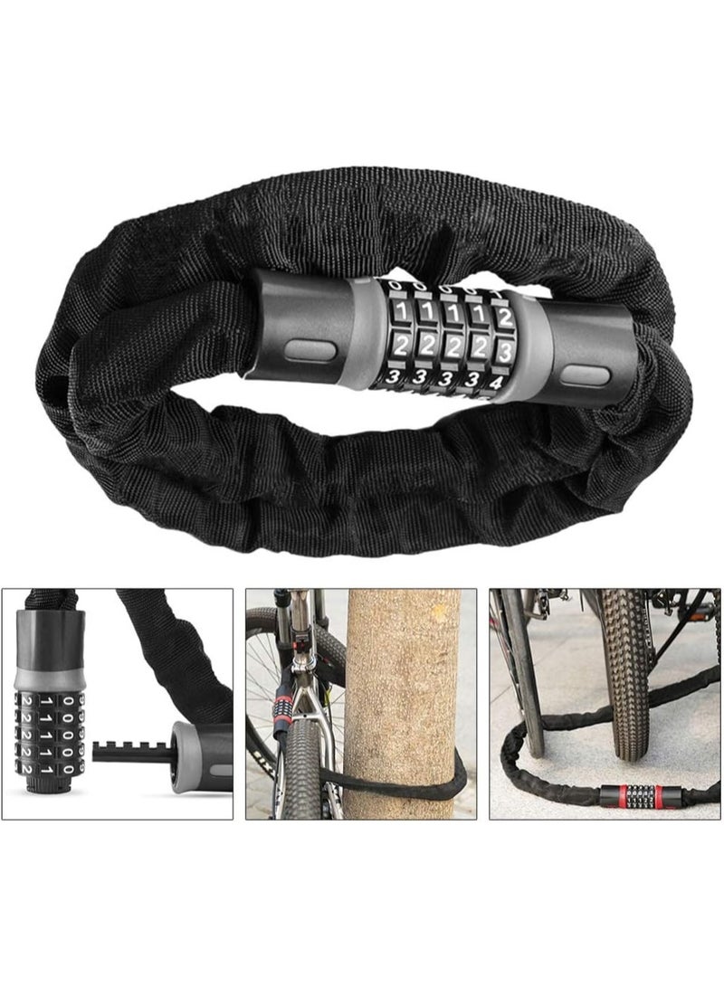 KCDMBUE Heavy Duty Black Bike Chain Lock, 0.9m Resettable Combination Security Lock for Bicycle, Motorcycle, Scooter, Gate, Door, Fence, Anti-Theft Durable Chain with Coded Access - Image 4