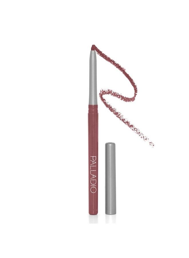 PALLADIO , Retractable Waterproof Lip Liner High Pigmented and Creamy Color Slim Twist Up Smudge Proof Formula with Long Lasting All Day Wear No Sharpener Required, Plum, 1 Count