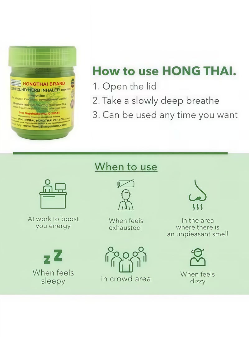 HONG THAI Thai Hongthai Herbal Inhaler, Mint Refreshing, Relief Vertigo & Nasal Congestion, Portable - Image 3