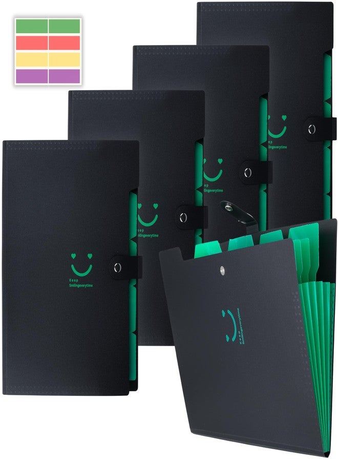 اس بي اس ملف SPS قابل للتوسيع بخمسة جيوب بتصميم مبتسم - يناسب مستندات بحجم A4 وحجم الرسائل، منظم ملفات قابل للطي، حامل ملفات للاستخدام في المكتب والمدرسة والمنزل - أخضر (عبوة من 4) - Image 1