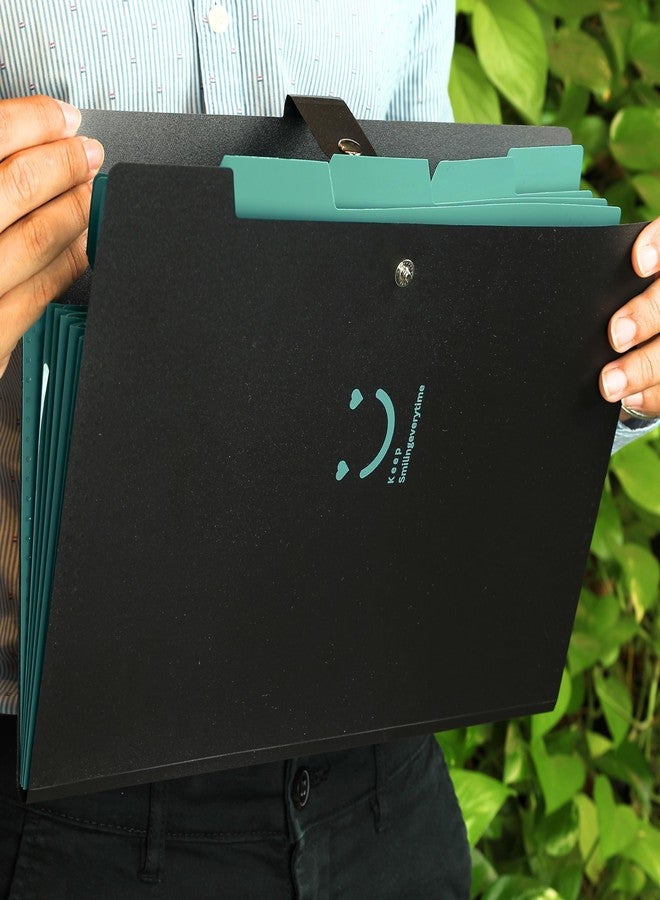 اس بي اس ملف SPS قابل للتوسيع بخمسة جيوب بتصميم مبتسم - يناسب مستندات بحجم A4 وحجم الرسائل، منظم ملفات قابل للطي، حامل ملفات للاستخدام في المكتب والمدرسة والمنزل - أخضر (عبوة من 4) - Image 3