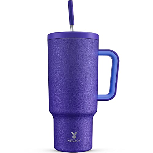 Meoky 40oz Tumbler with Handle, Leak-proof Lid and Straw, Insulated Coffee Mug Stainless Steel Travel Mug, Keeps Cold for 34 Hours or Hot for 10 Hours (Offshore) - Image 1
