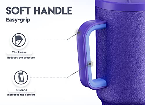 Meoky 40oz Tumbler with Handle, Leak-proof Lid and Straw, Insulated Coffee Mug Stainless Steel Travel Mug, Keeps Cold for 34 Hours or Hot for 10 Hours (Offshore) - Image 4