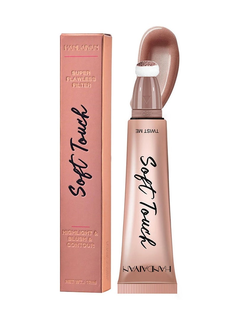 Handaiyan Mousse Liquid Blush For Cheeks Cream Face Blusher Stick with Sponge Palette Bronzer Highlighter Shape Contour Moisturizing And Breathable Matte Finish Long-wearing Waterproof For Women Makeup  - Image 1