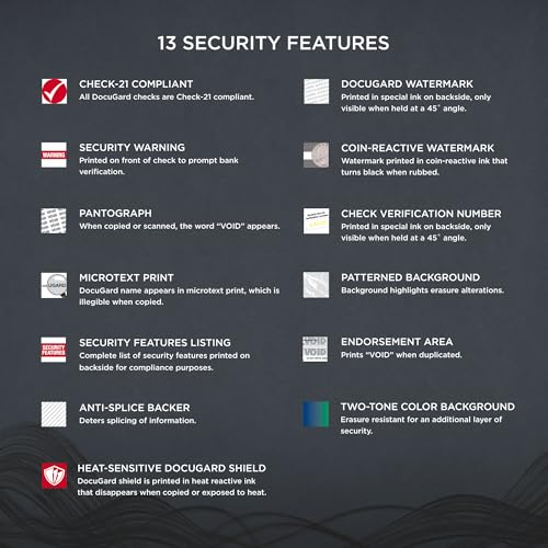 DocuGard Blue/Red Premier Prismatic Middle High Security Check Paper - Laser/Inkjet Printer Compatible - 13 Security Features - 500 Blank Business Checks (04534) - Image 4