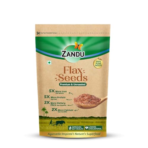 Zandu Flax Seeds, 200g I Premium & Raw Seeds I Rich in Protein & Dietary Fibre I Promotes Healthier Skin & Hair - Image 1
