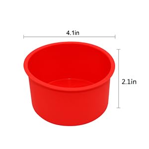 Staruby Silicone Cake Mold Baking Pan Round 4 Inch Non-Stick Bakeware Pan Reusable Cake Pan, Red, Set of 6 - Image 3