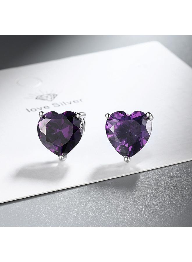 Heart-shaped Earrings Temperament Love Zircon Earrings European And American Jewelry Simple Personality Joker Jewelry Manufacturers 