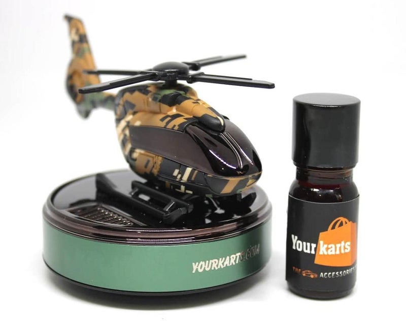 YOURKARTS.COM Helicopter Design Solar Car Perfume Diffuser– Rotating Fan Style Dashboard Air Freshener with Perfume Liquid & Organic Aroma car accessories 2025 - Image 2