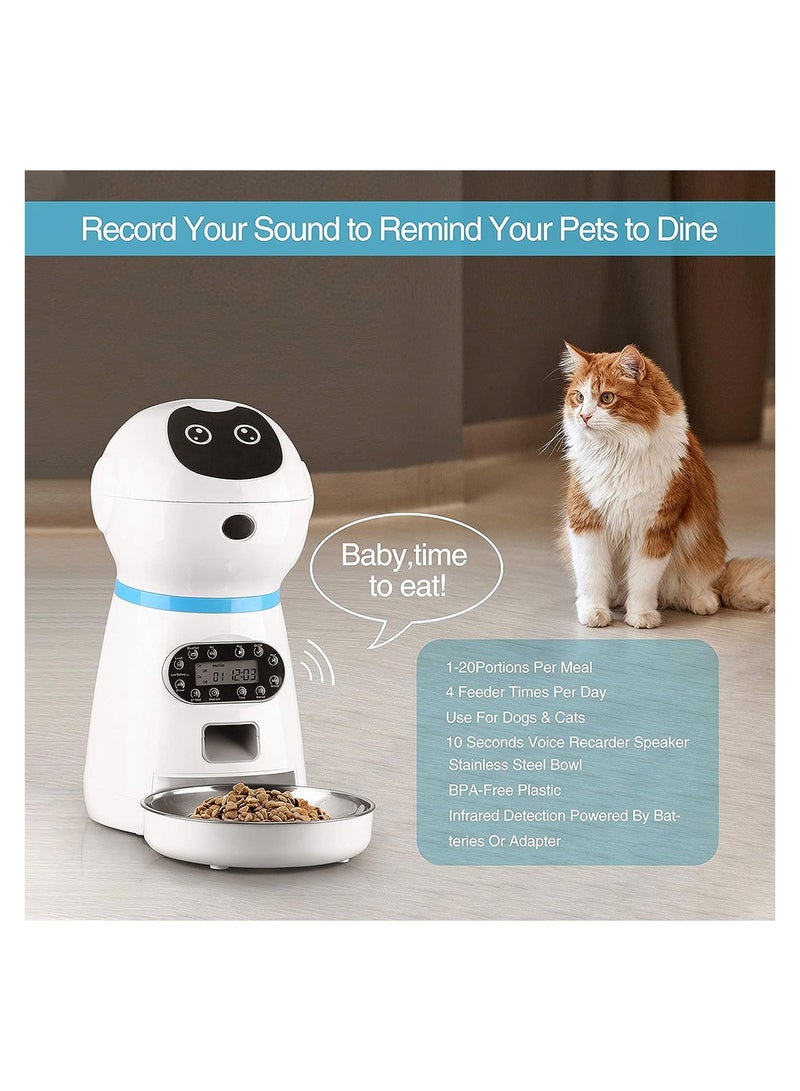 Cool Baby COOLBABY 3.5L Automatic Pet Feeder Dog Cat Feeders 10s Voice Recorder Smart Food Dispenser with Stainless Steel Food Bowl for Cats and Dogs Programmable Timer - Image 3