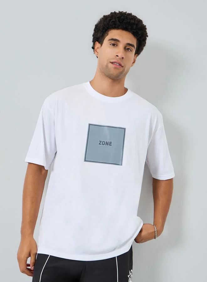 Styli Men White Graphic Print Oversized T-Shirt