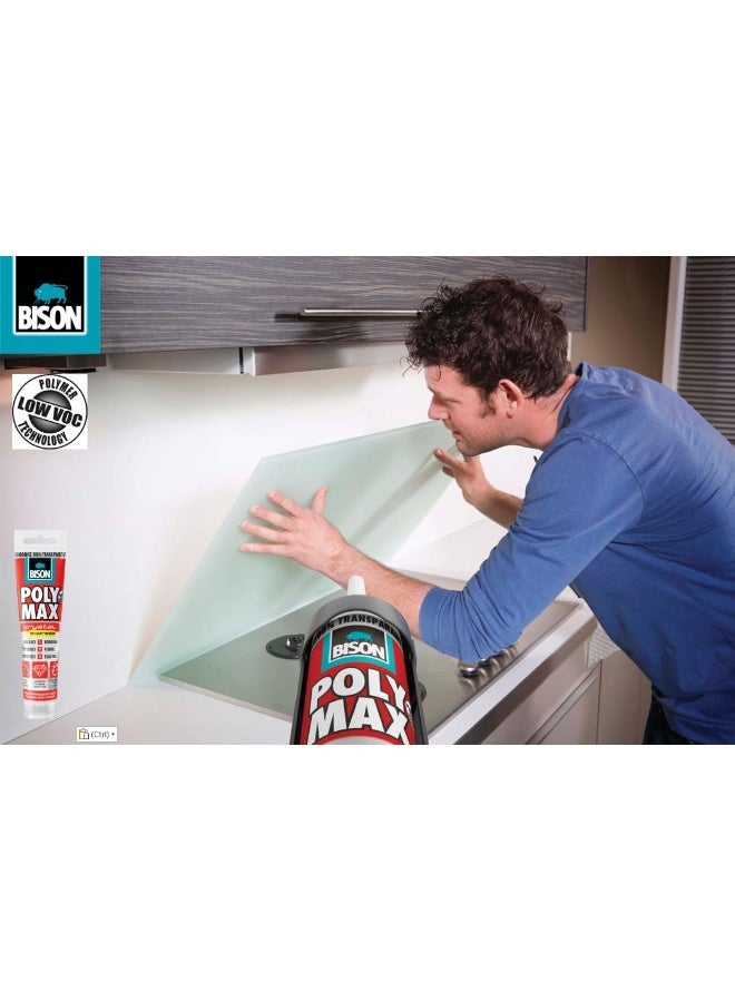 Bison Poly Max Crystal Express Tube – 115g Transparent Construction Adhesive & Sealant – Fast-Curing, Strong, and Clear Bonding - Image 5