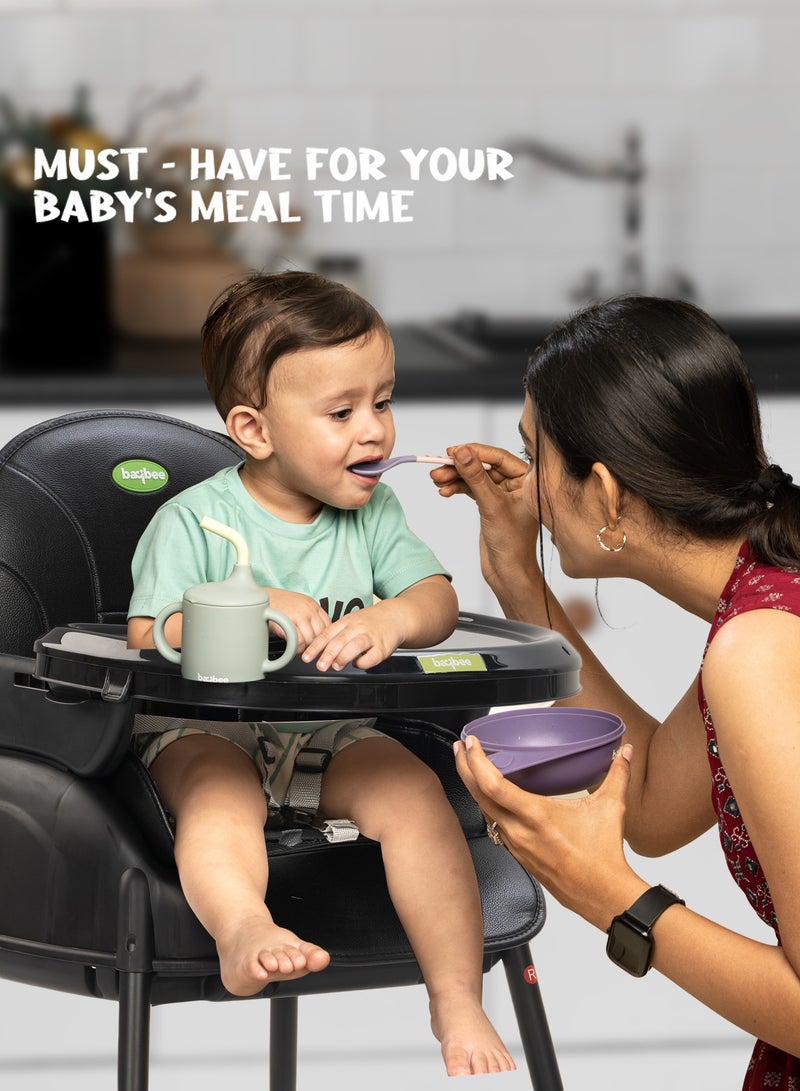 BAYBEE 4 In 1 Nora Convertible High Chair For Kids With Adjustable Height And Footrest Baby Toddler Feeding Booster Seat With Tray Safety Belt Kids High Chair For Baby 6 Months To 4 Years Black - Image 4