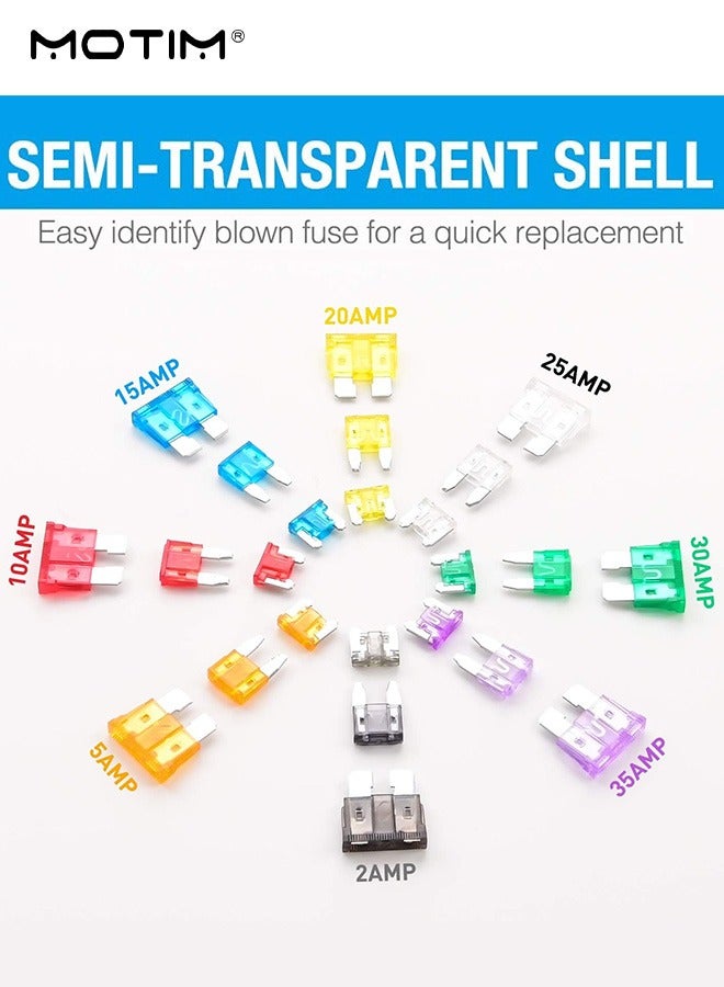272-Piece Car Fuses Set, Car Blade Fuses Kit, Mini Low Profile Fuse Assortment Kit, 2A 5A 10A 15A 20A 25A 30A 35A Replacement Standard Fuses For Car Boat Truck Suv
