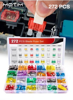 Motim 272Pcs Car Fuses Kit, Mini Low Profile Fuse Assortment, 2A 5A 10A 15A 20A 25A 30A 35A Replacement Standard Fuses For Car Boat Truck Suv  - Image 1