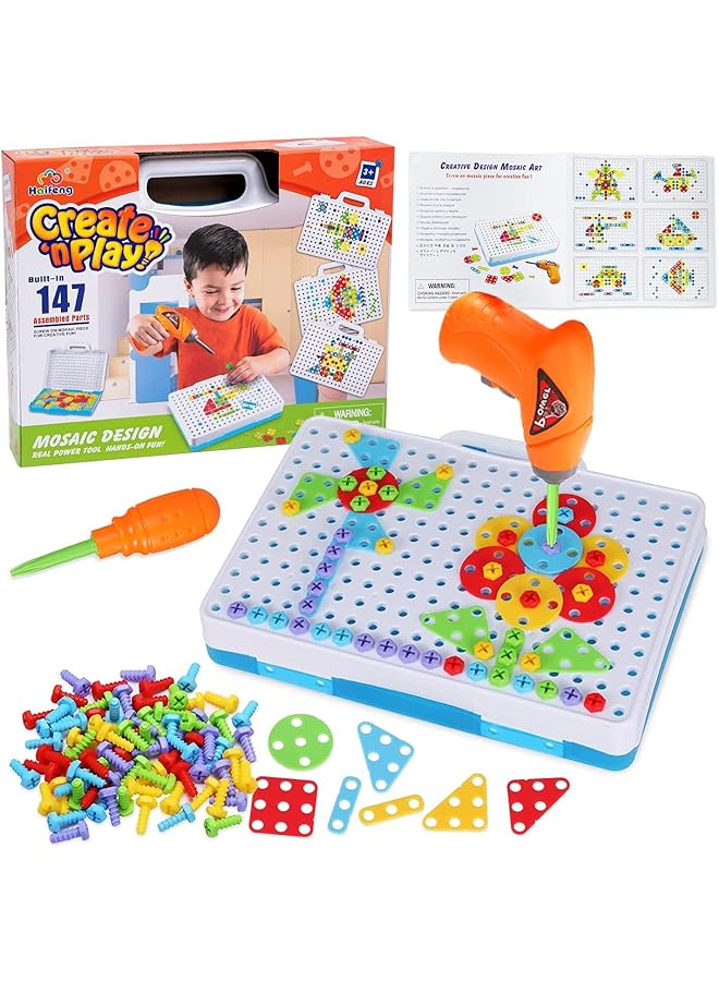 Mumoo Bear Drill & Play Creative Educational Toy Set Screw Puzzle Learning Toy 3D Building Blocks - Image 1