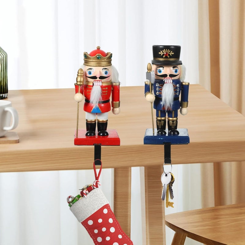 klarako 1 Set of Christmas Nutcracker Stocking Holder Fireplace Mantel Stand Hanger Christmas Stocking Hook Metal Xmas Seasonal Home Party Decorations - Image 5